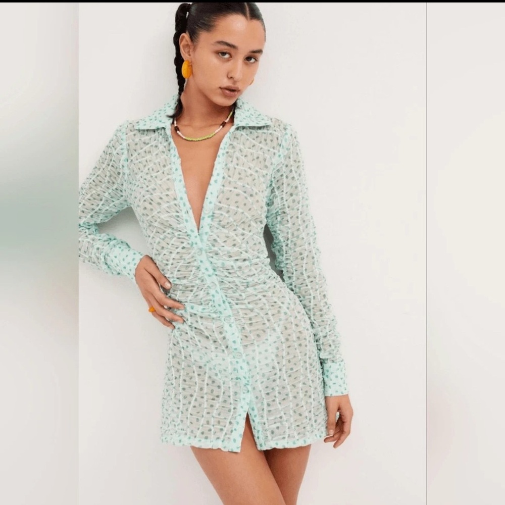 For Love And Lemons Mint Sheer Textured Wrap